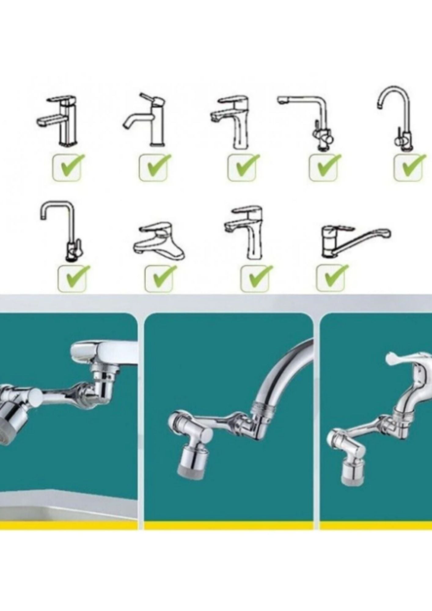 1080 Derece Dönebilen 2 Fonksiyonlu Musluk Ucu